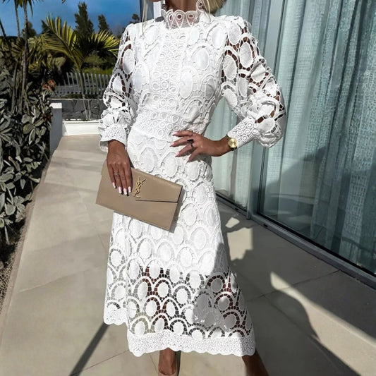 Solène™ | Robe Midi Dentelle