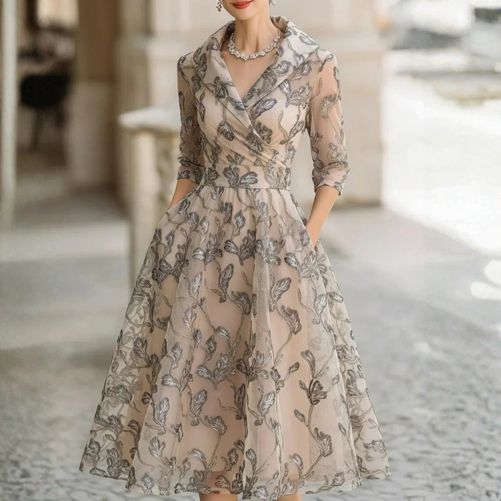 Éléna™ | Robe Midi Col Tailleur