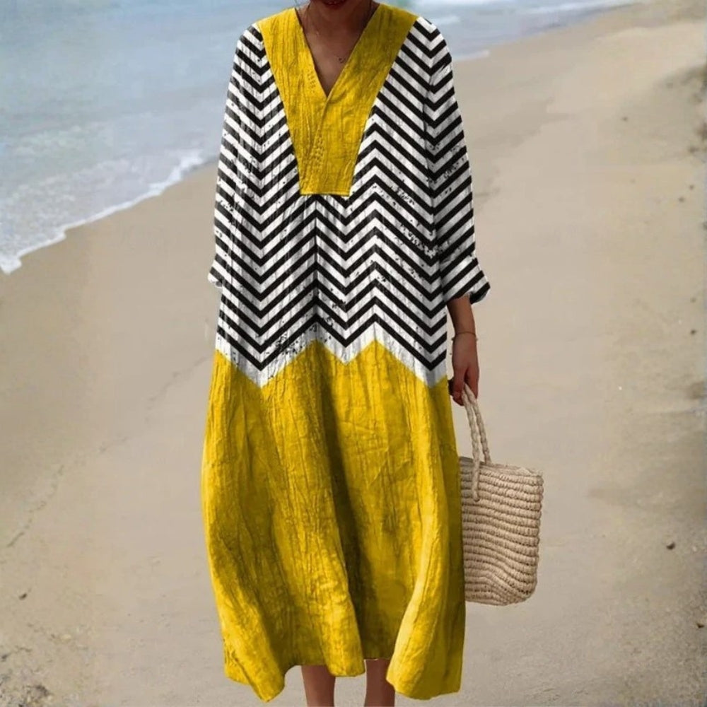 Aurivane™ | Robe Ample Graphique Chevron