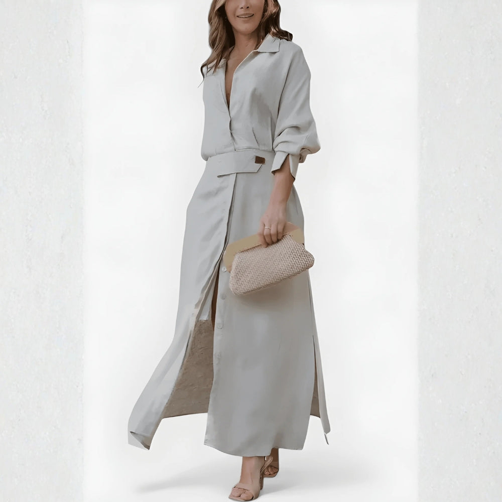 Zeravia™ | Robe Maxi Ceinturée Fendue
