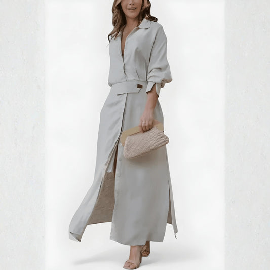 Zeravia™ | Robe Maxi Ceinturée Fendue