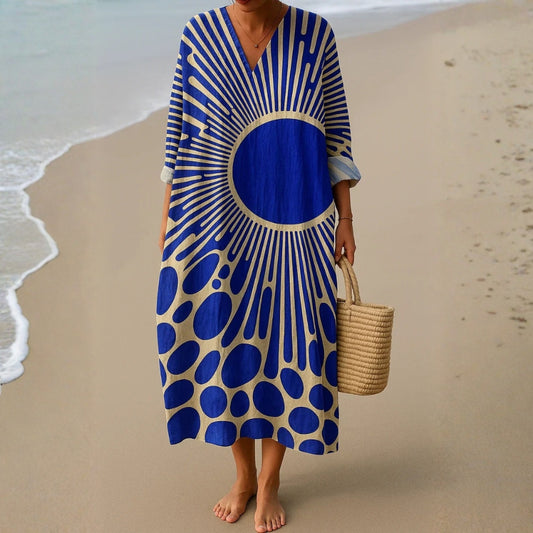 Soléanne™ | Robe Maxi Motif Soleil Graphique