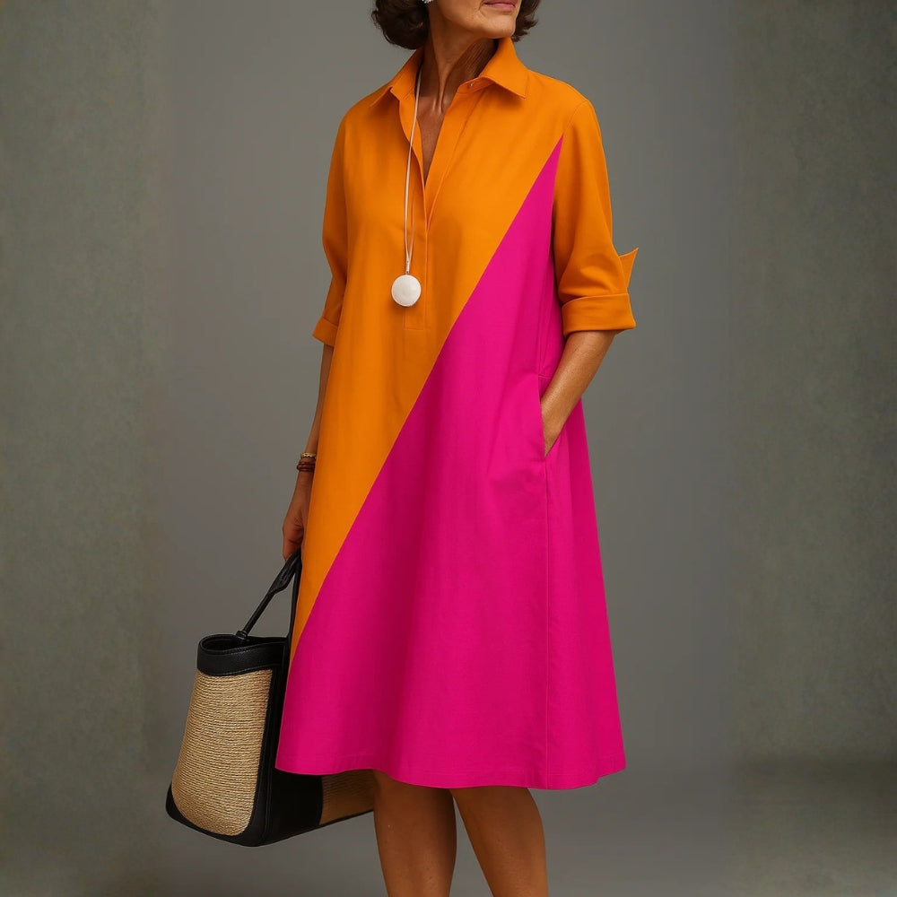 Fleur™ | Robe Bicolore Col Chemise