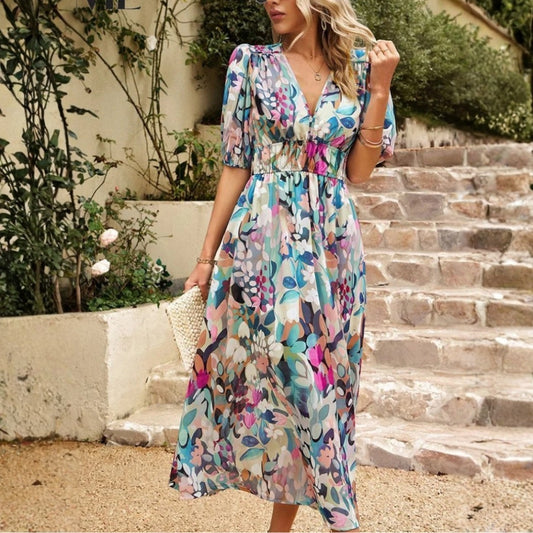 Liorène™ | Robe V Imprimée