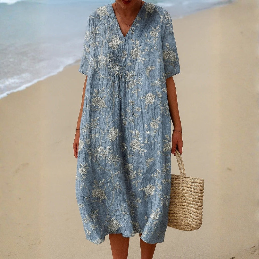 Éloriane™ | Robe Midi Fleurs Champêtres