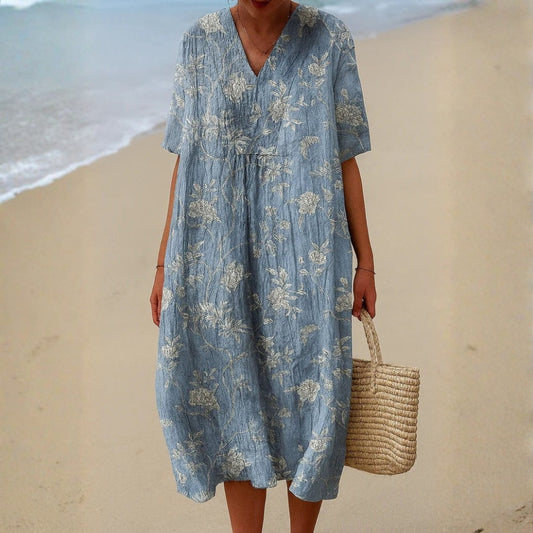 Éloriane™ | Robe Midi Fleurs Champêtres