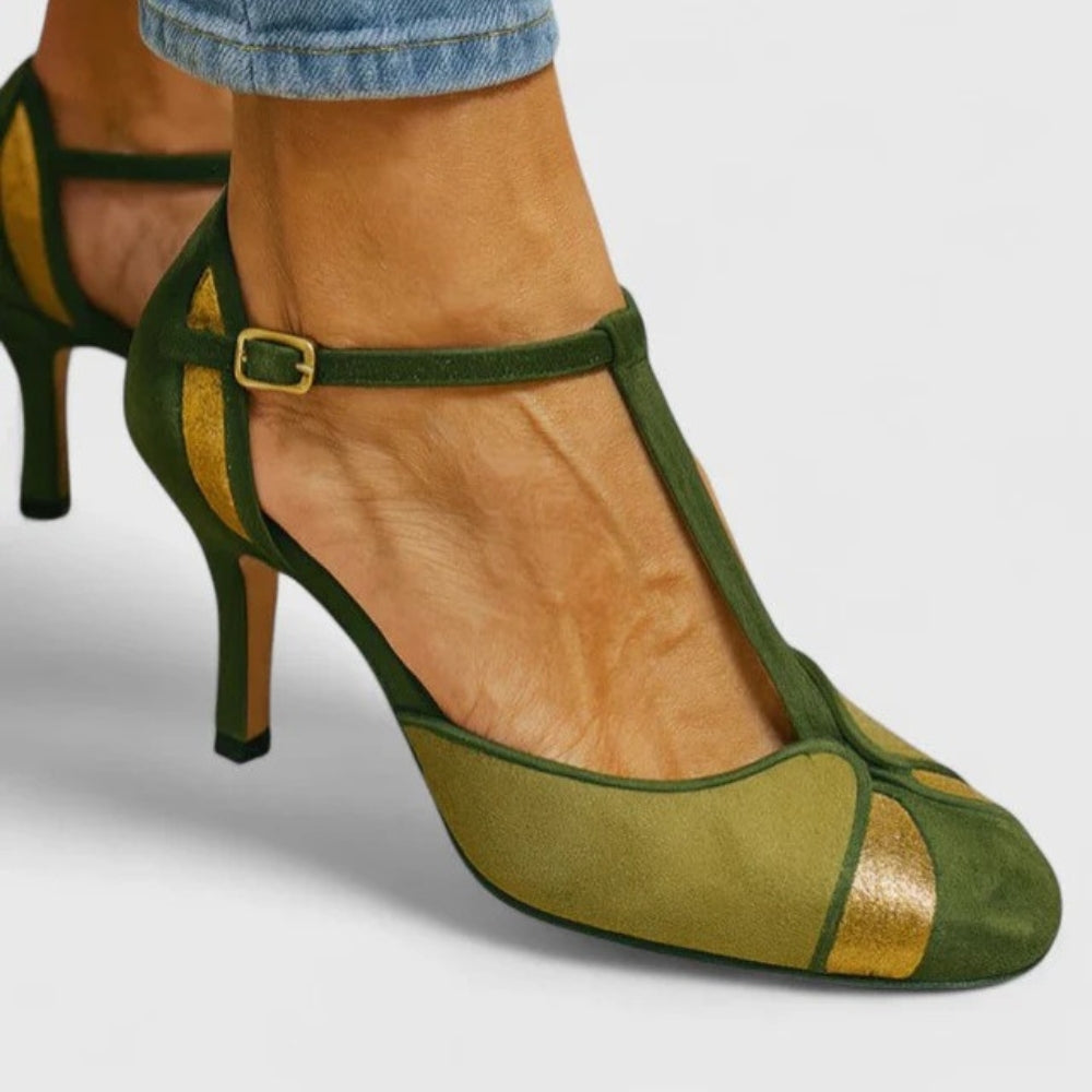 Daphné™ | Sandales T-Strap Vert Élégant