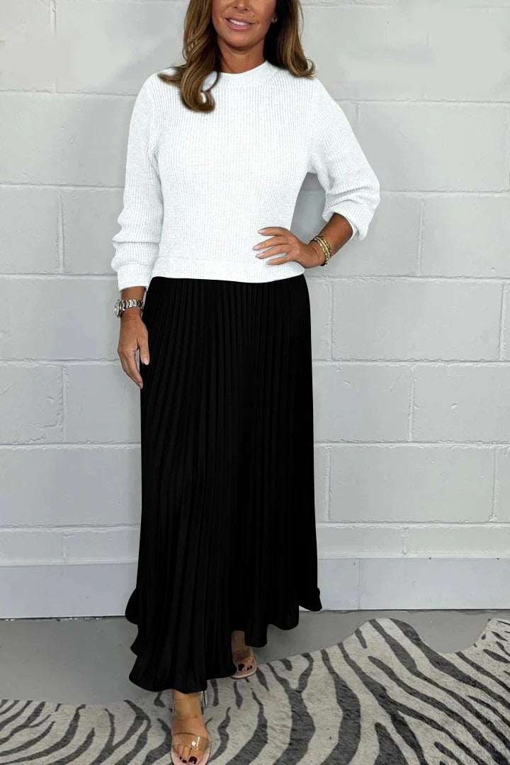 Énelyra™ | Robe Plissée Manches Longues