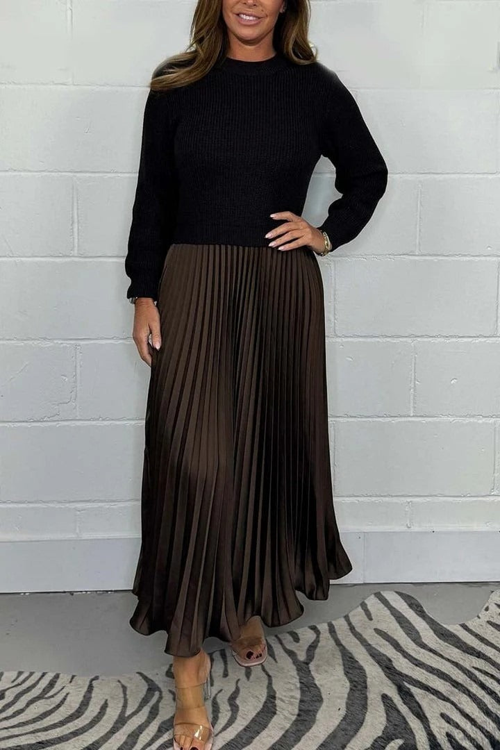 Énelyra™ | Robe Plissée Manches Longues