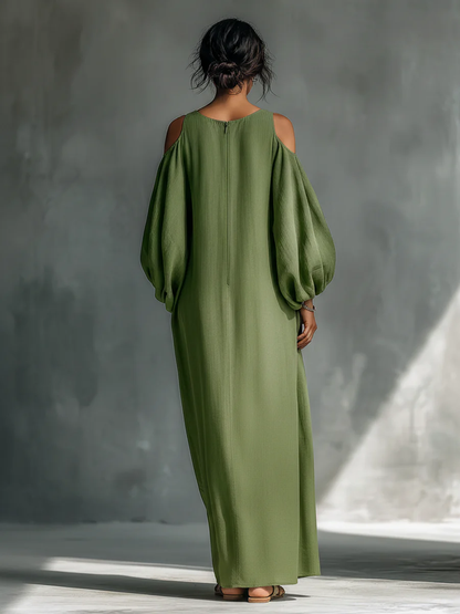 Mélanie | Robe Maxi Verte à Épaules Dénudées