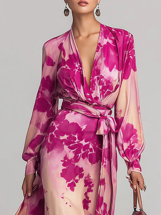 Corinne | Robe Chemise Midi Imprimée Ceinturée