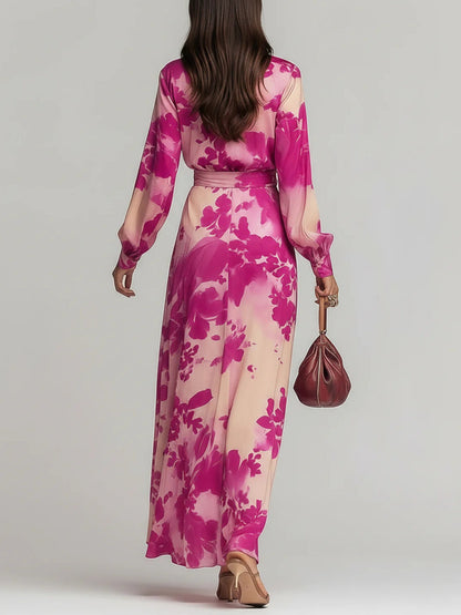 Corinne | Robe Chemise Midi Imprimée Ceinturée