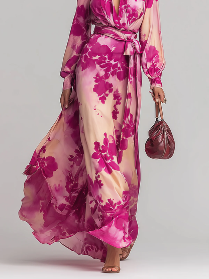 Corinne | Robe Chemise Midi Imprimée Ceinturée
