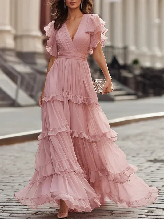 Clémence | Robe Maxi Florale à Col Licou