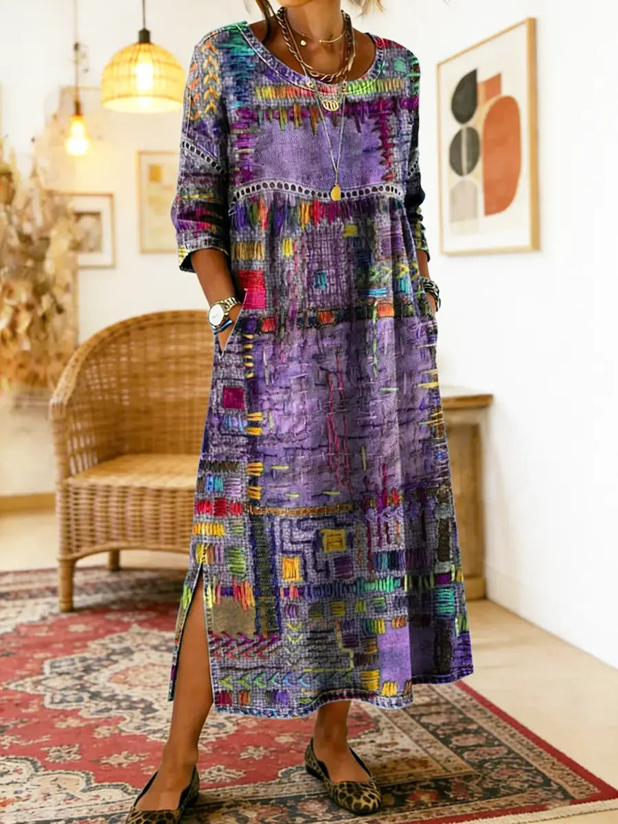 Marion | Robe Patchwork à Motif Ethnique