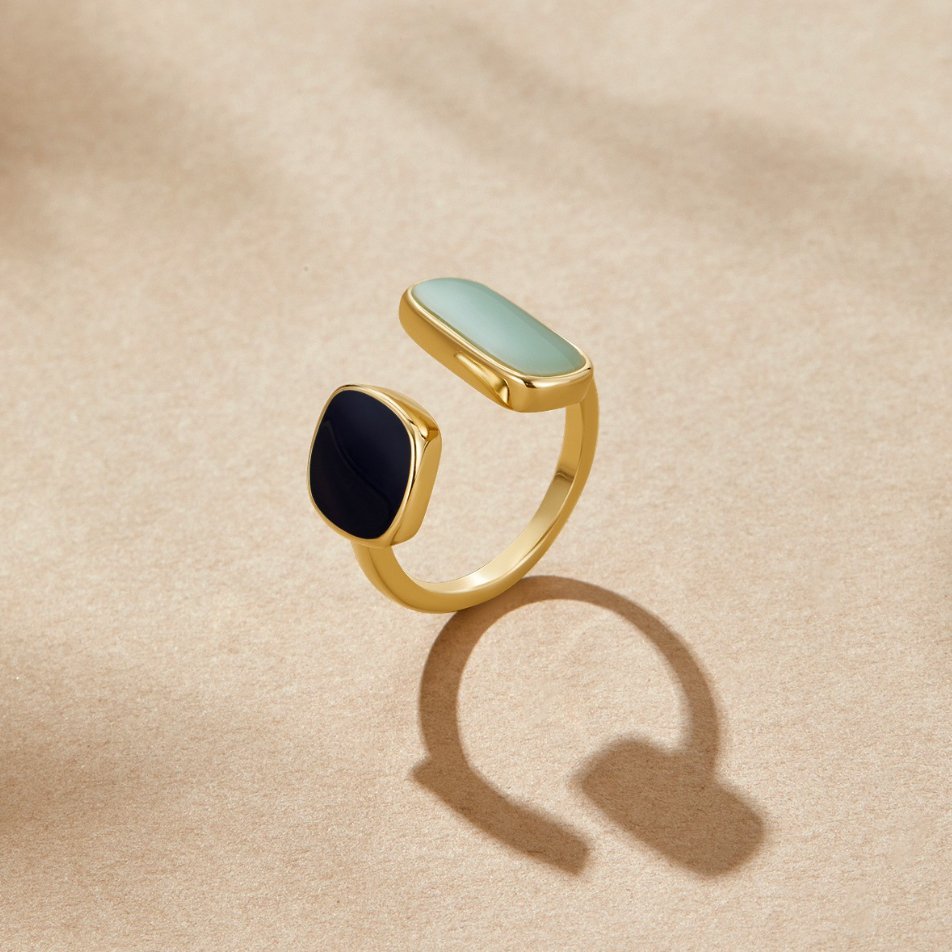 Céleste™ | Bague Dorée Duo Pierres