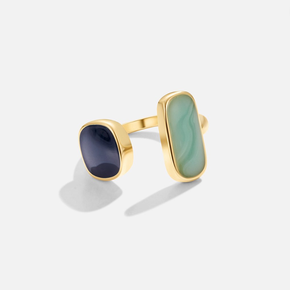 Céleste™ | Bague Dorée Duo Pierres