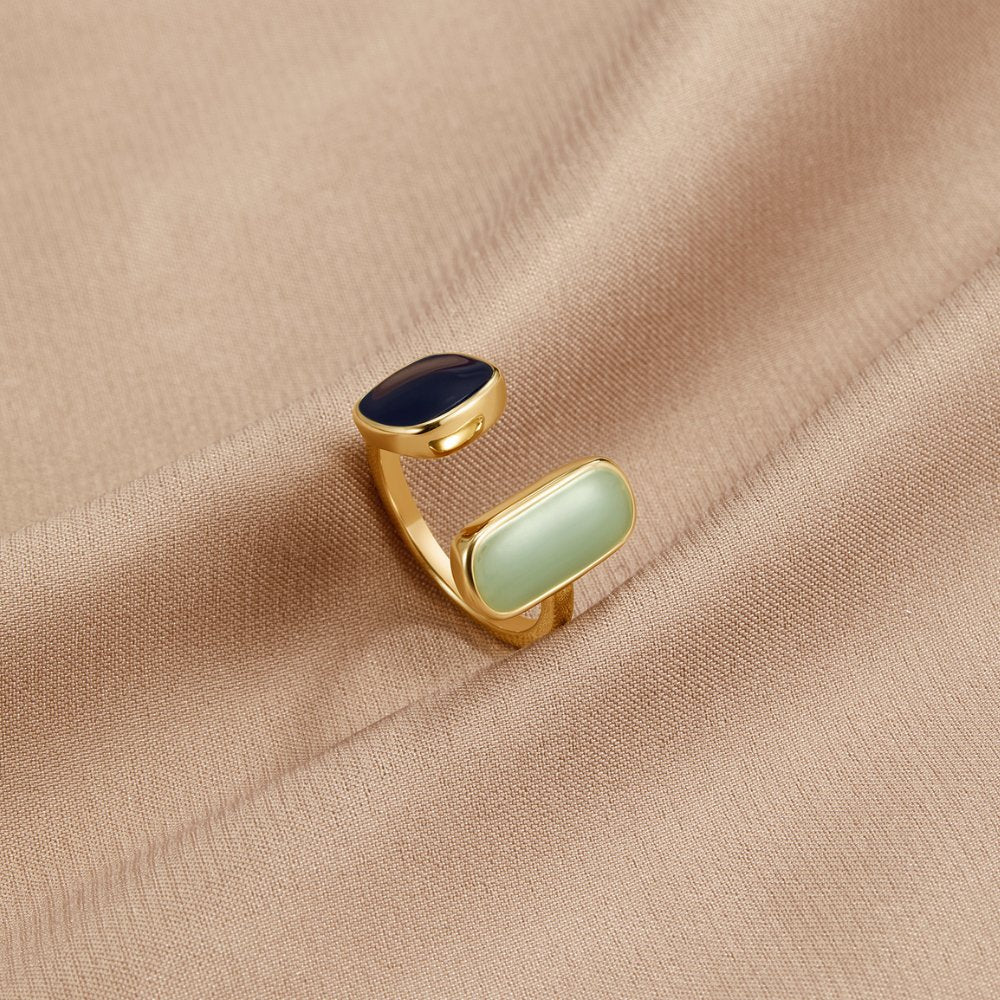 Céleste™ | Bague Dorée Duo Pierres