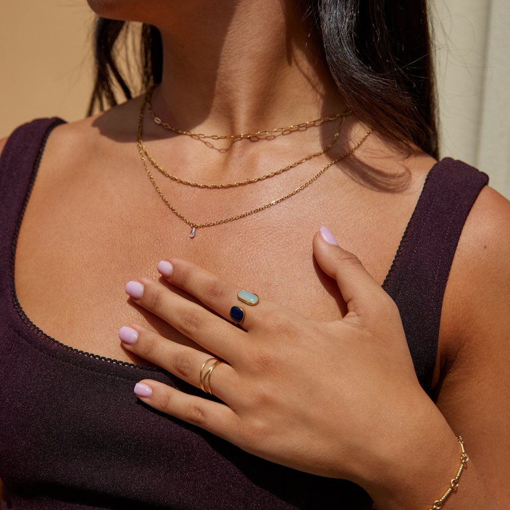 Céleste™ | Bague Dorée Duo Pierres