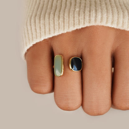 Céleste™ | Bague Dorée Duo Pierres