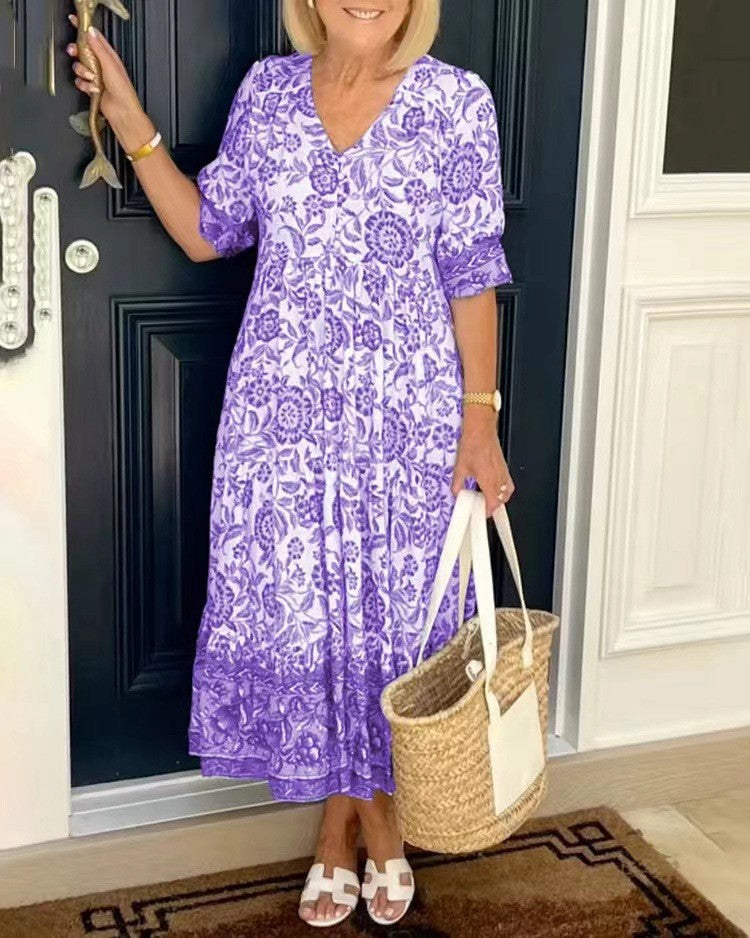 Camille | Robe Florale à Décolleté en V