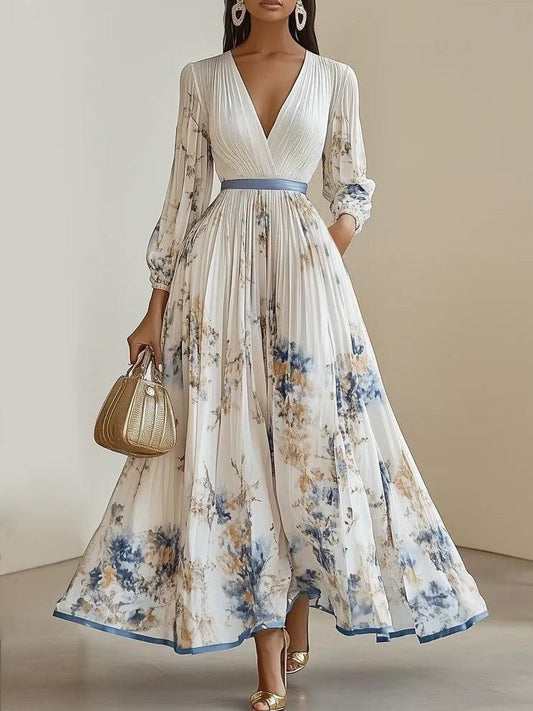 Maëlle | Robe Maxi Florale à Manches Volumineuses