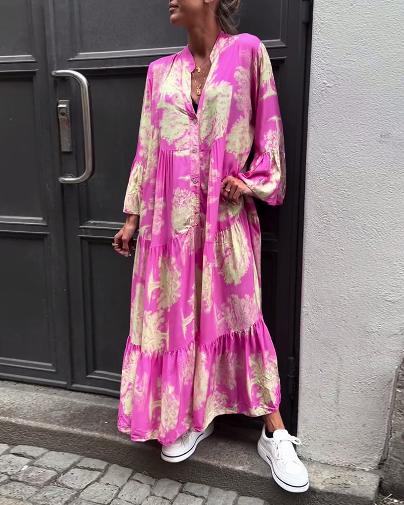 Avélora™ | Robe Florale Manches Évasées