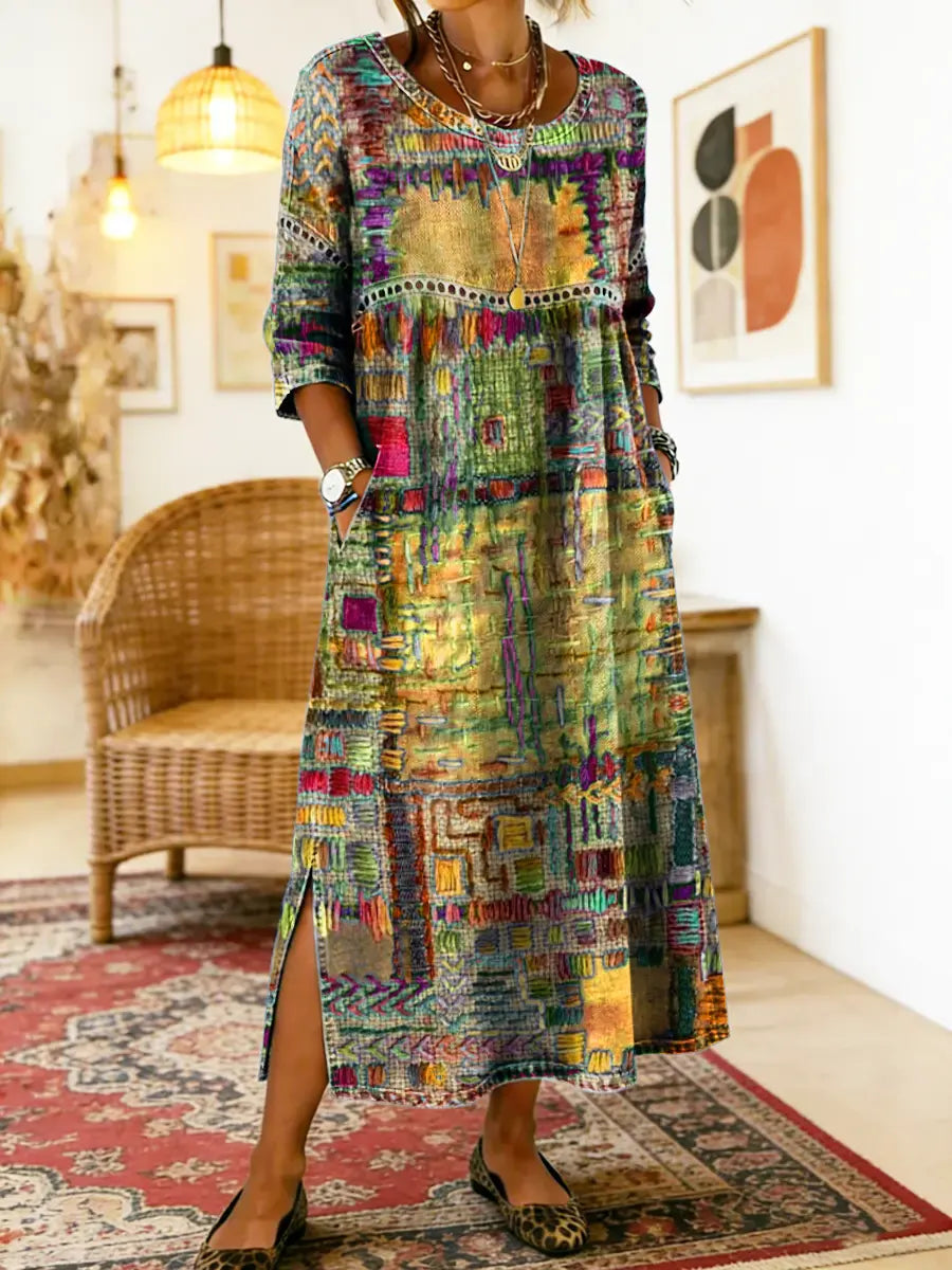 Marion | Robe Patchwork à Motif Ethnique