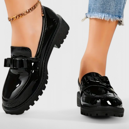 Audrey | Mocassins à Talon Bloc avec Nœud