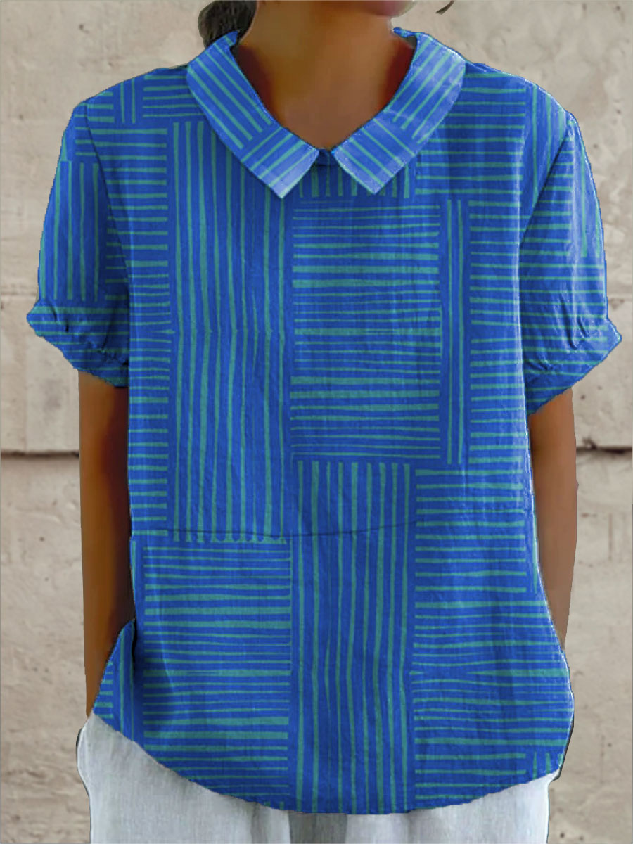 Jeanne | Chemise à Motif Géométrique Rayé