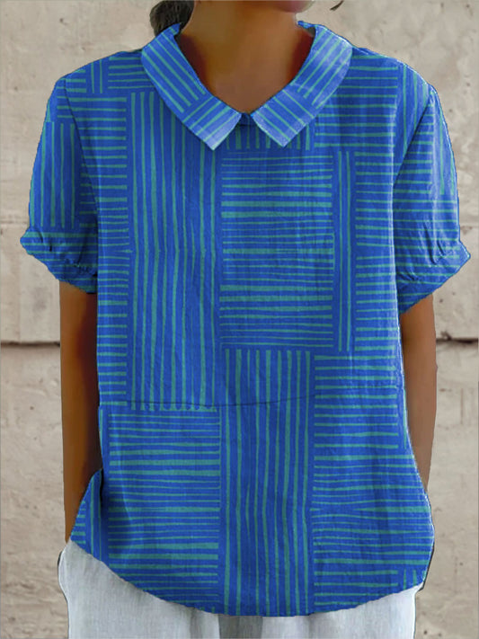 Jeanne | Chemise à Motif Géométrique Rayé