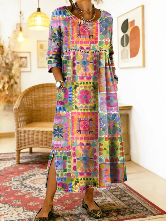 Louise | Robe Imprimée à Motif Ethnique