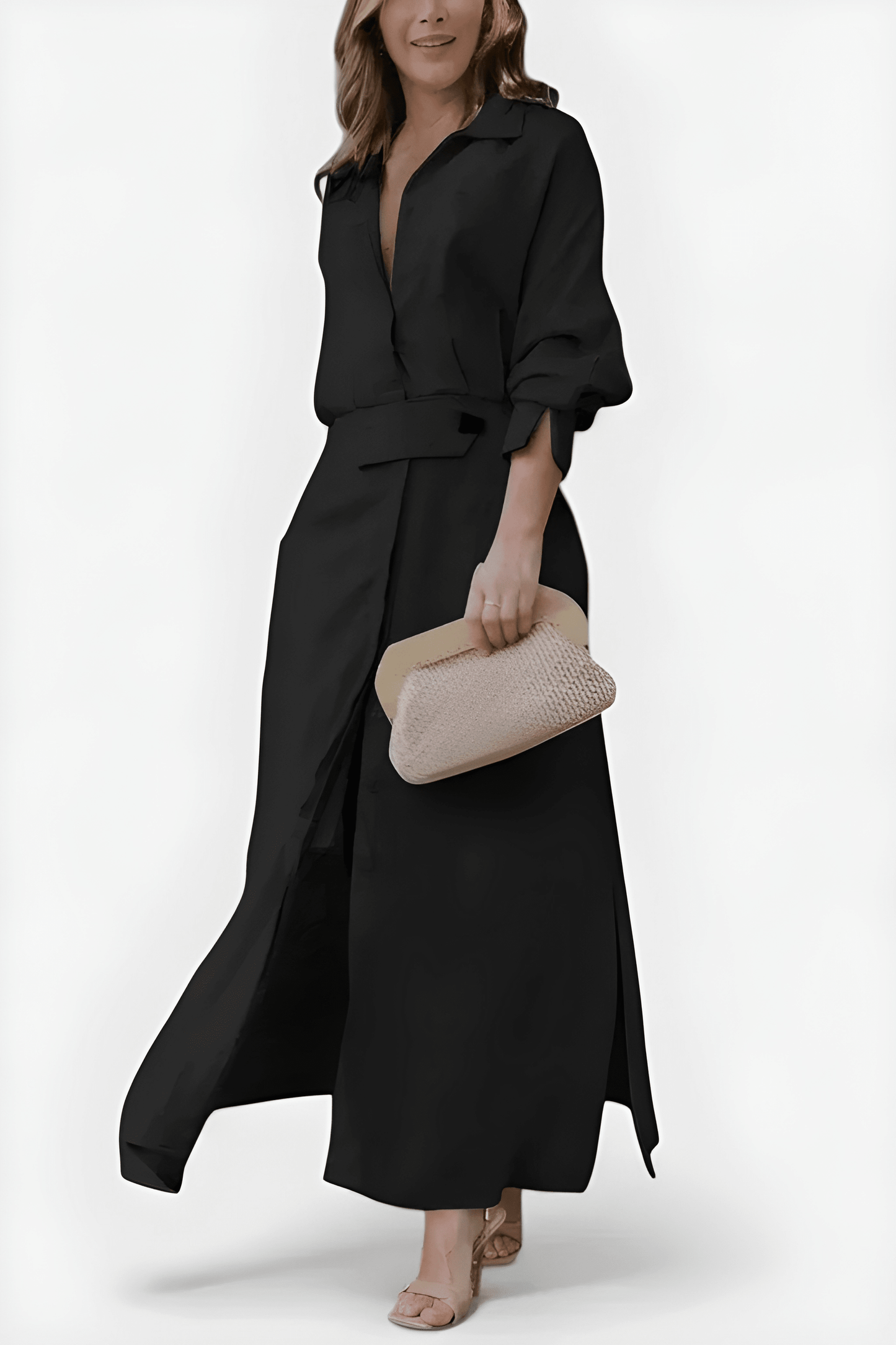 Zeravia™ | Robe Maxi Ceinturée Fendue