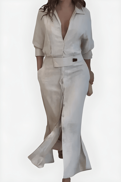 Zeravia™ | Robe Maxi Ceinturée Fendue