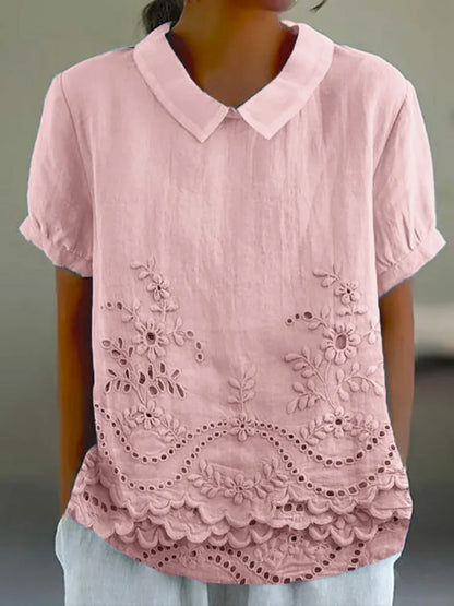 Élise | Chemise à Motif Floral Brodé