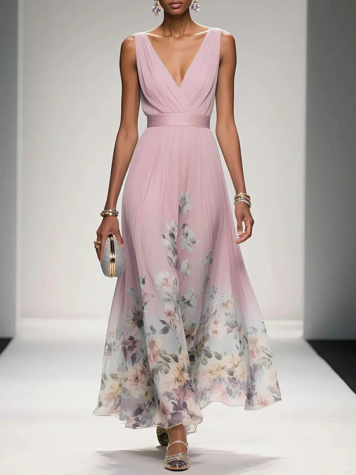Sarah | Robe Maxi Florale à Décolleté en V