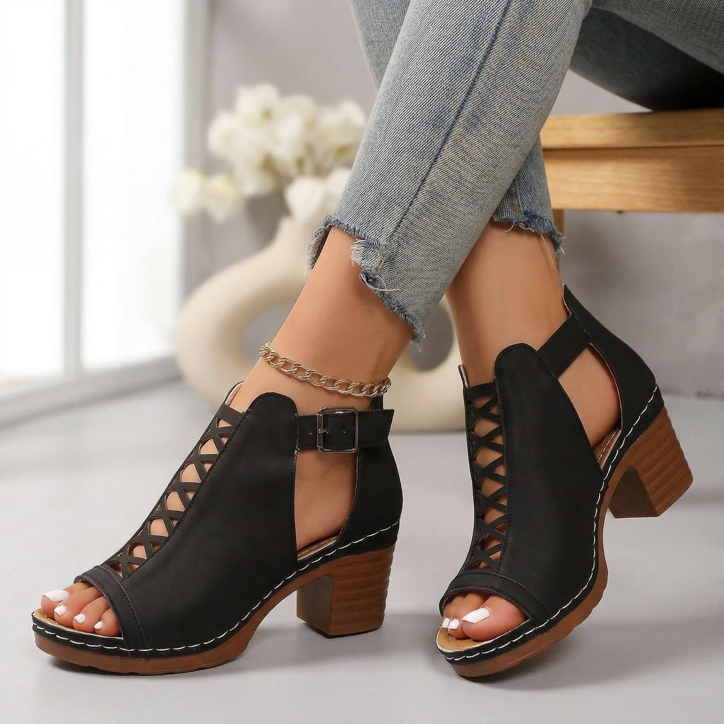Louise | Talons Ouverts à Boucle