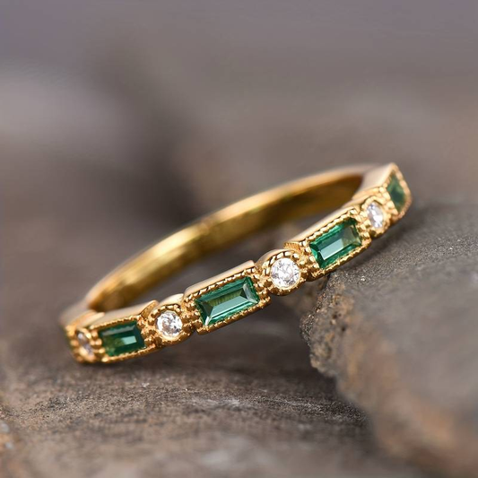 Naïssa™ | Bague Or Émeraude Zirconia