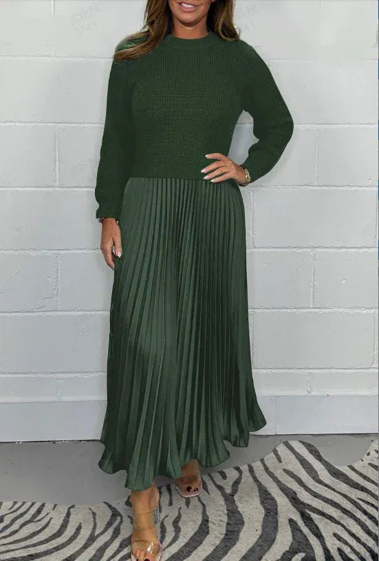 Énelyra™ | Robe Plissée Manches Longues