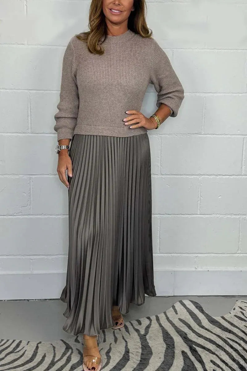 Énelyra™ | Robe Plissée Manches Longues