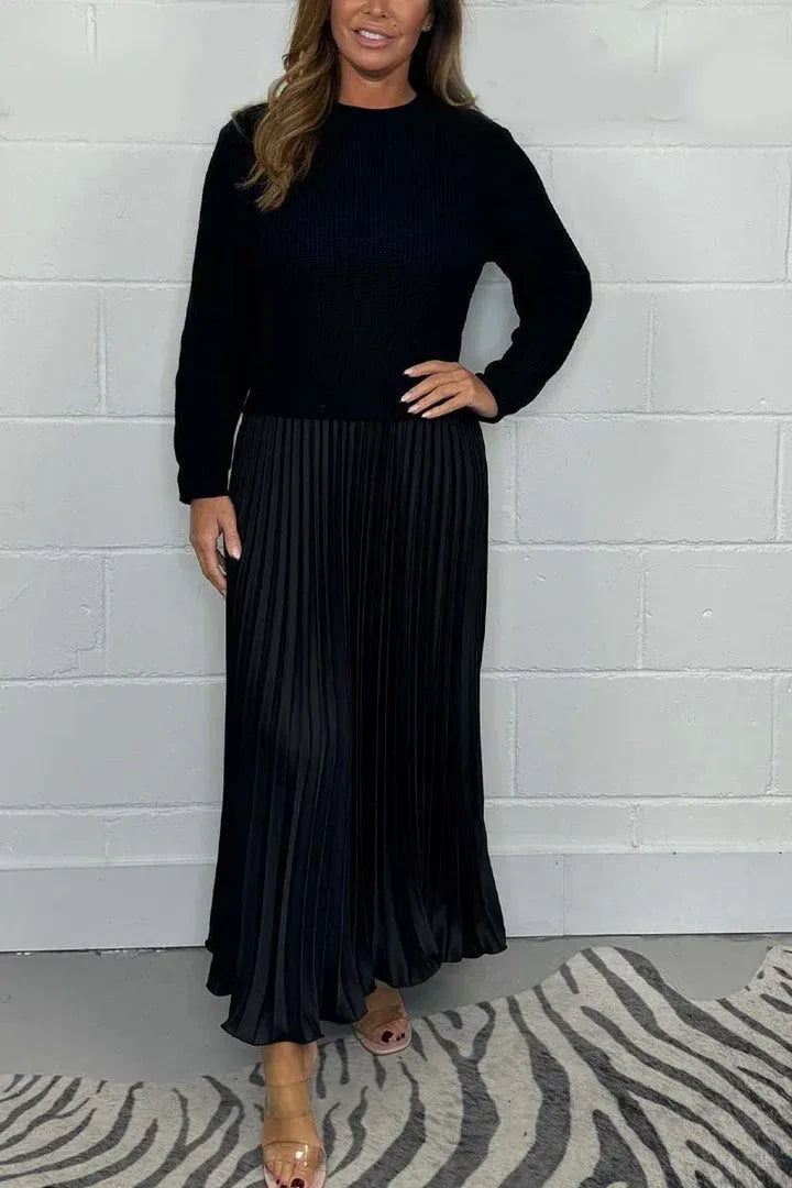 Énelyra™ | Robe Plissée Manches Longues