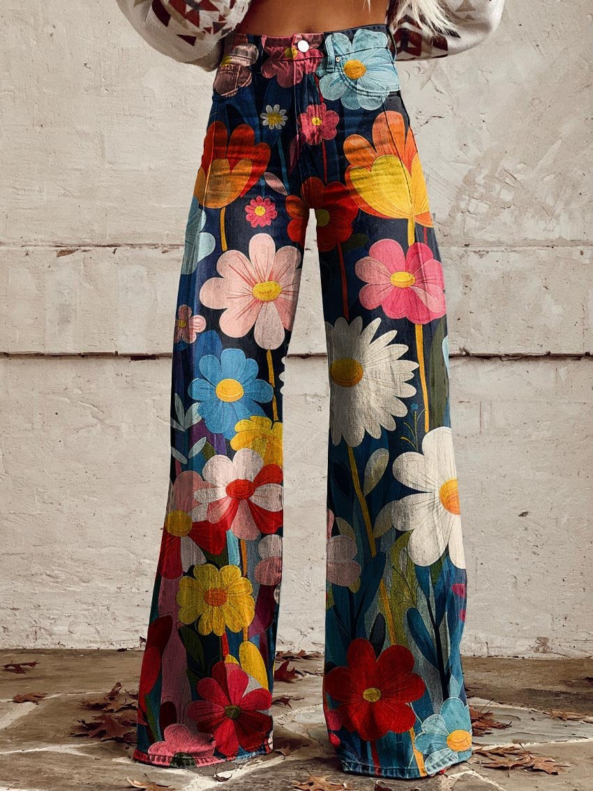 Manon | Pantalon Large à Motif Floral