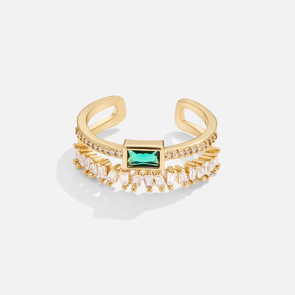 Adeline™ | Bague Émeraude Or Double