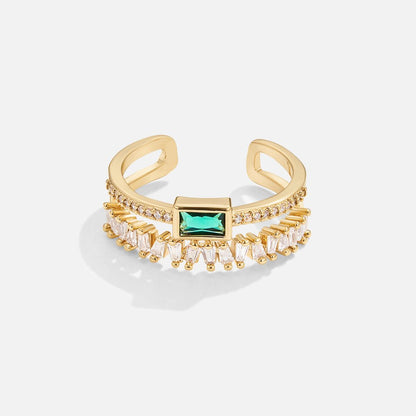 Adeline™ | Bague Émeraude Or Double