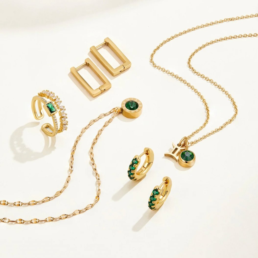 Adeline™ | Bague Émeraude Or Double