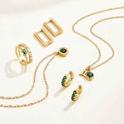 Adeline™ | Bague Émeraude Or Double