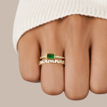Adeline™ | Bague Émeraude Or Double