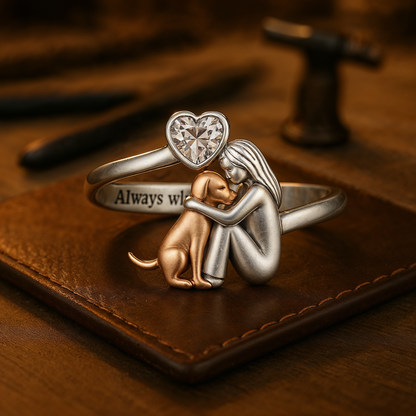 Amoria™ | Bague Étreinte Chien Cœur Gravé