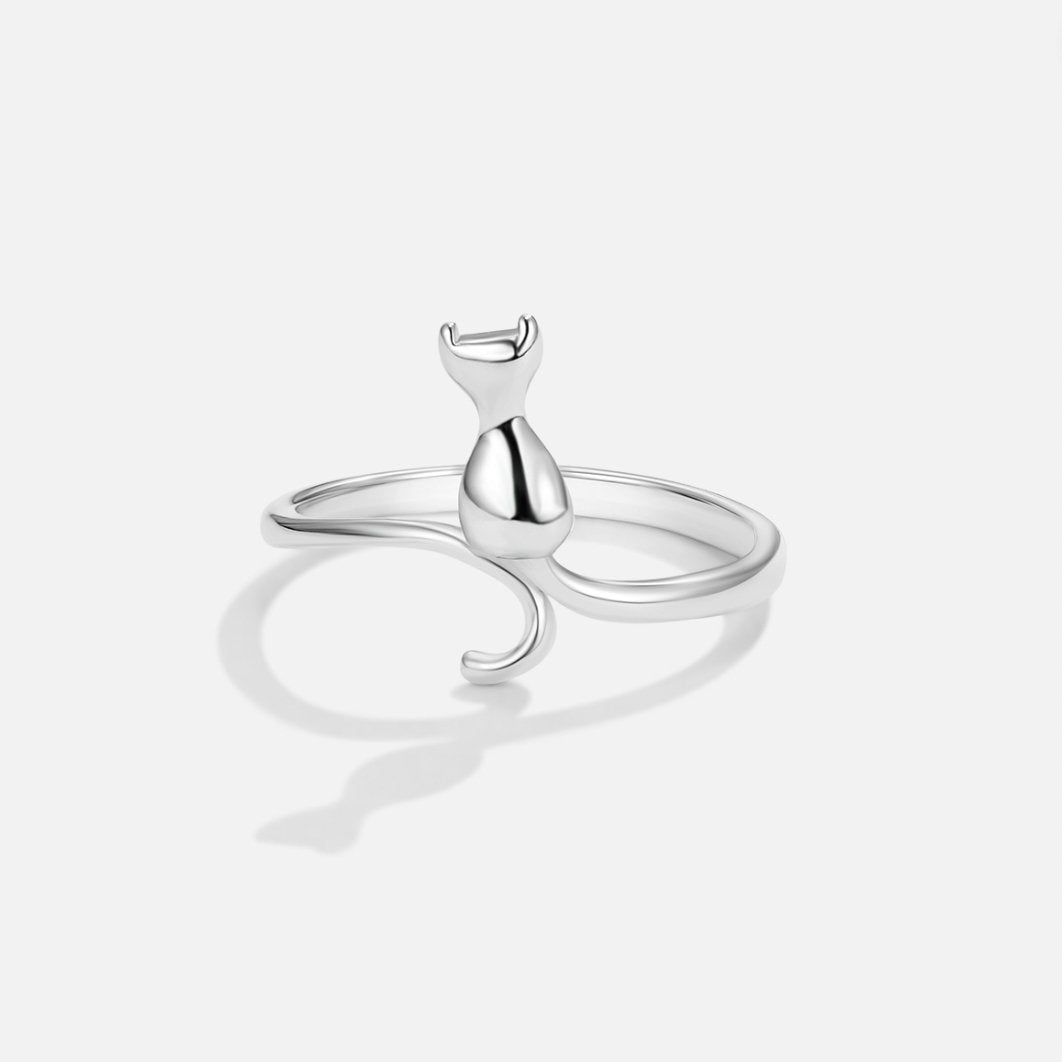 Léonie™ | Bague Chat Argent Ouverte