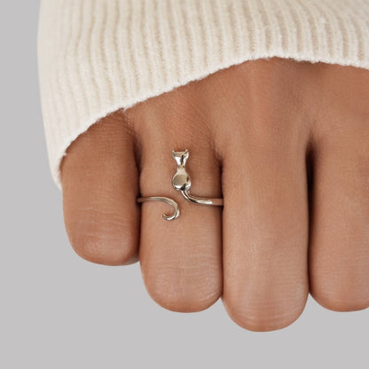 Léonie™ | Bague Chat Argent Ouverte